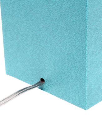 Lalia Home Lexington 21" Leather Base Modern Home D&eacute;cor Bedside Table Lamp with White Rectangular Fabric Shade