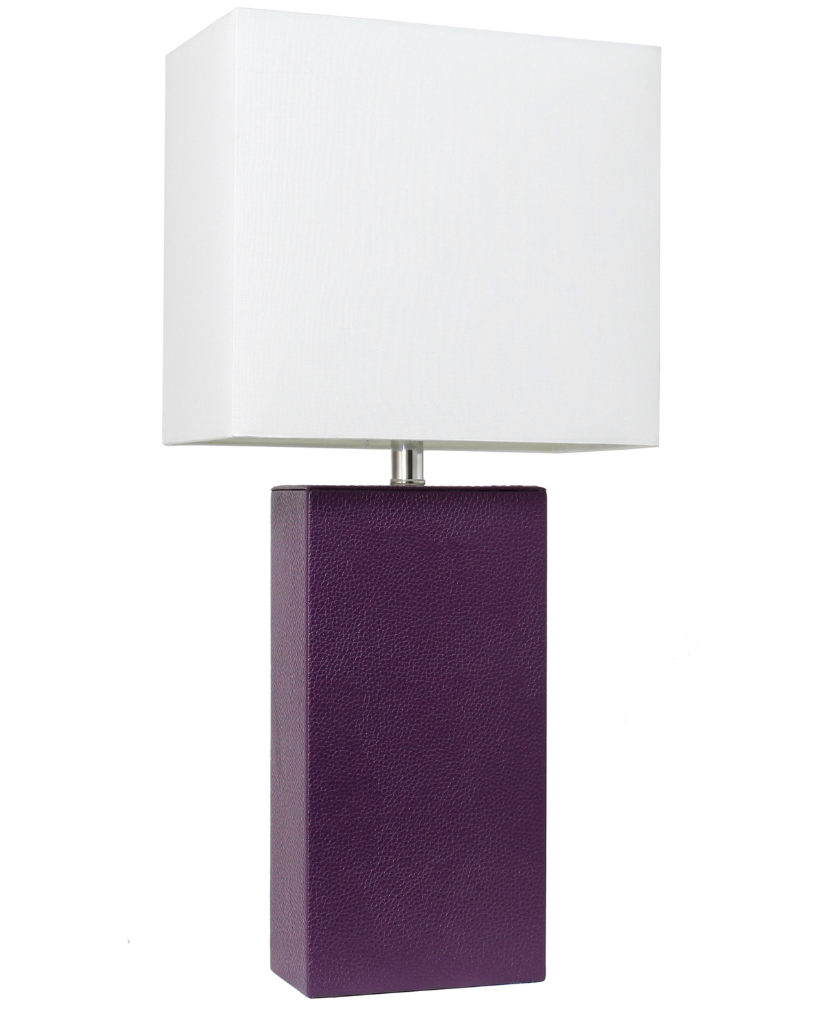 Shop All The Rages Lalia Home Lexington 21" Leather Base Modern Home Decor Bedside Table Lamp With White Rectangular Fa In Eggplant Purple