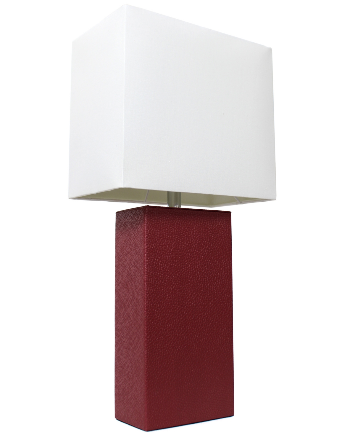 Shop All The Rages Lalia Home Lexington 21" Leather Base Modern Home Decor Bedside Table Lamp With White Rectangular Fa In Red
