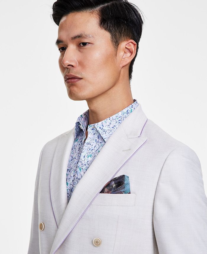 Slim Fitted Cut Mens Double Breasted Blazer - Grey Double Breasted Sport Coat main image 1