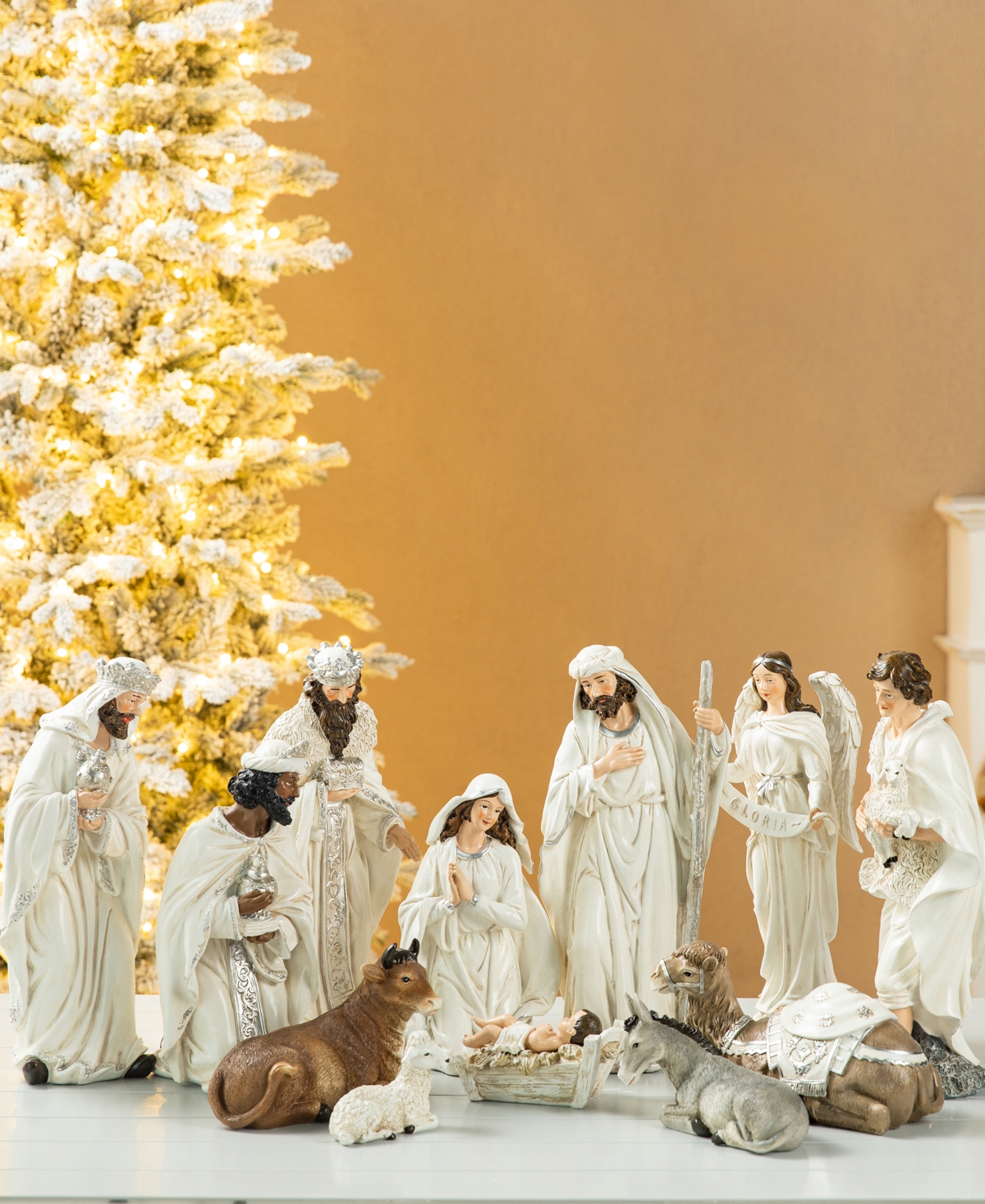 Glitzhome 12 Pieces Oversized Resin Nativity Figurine Set In Multi