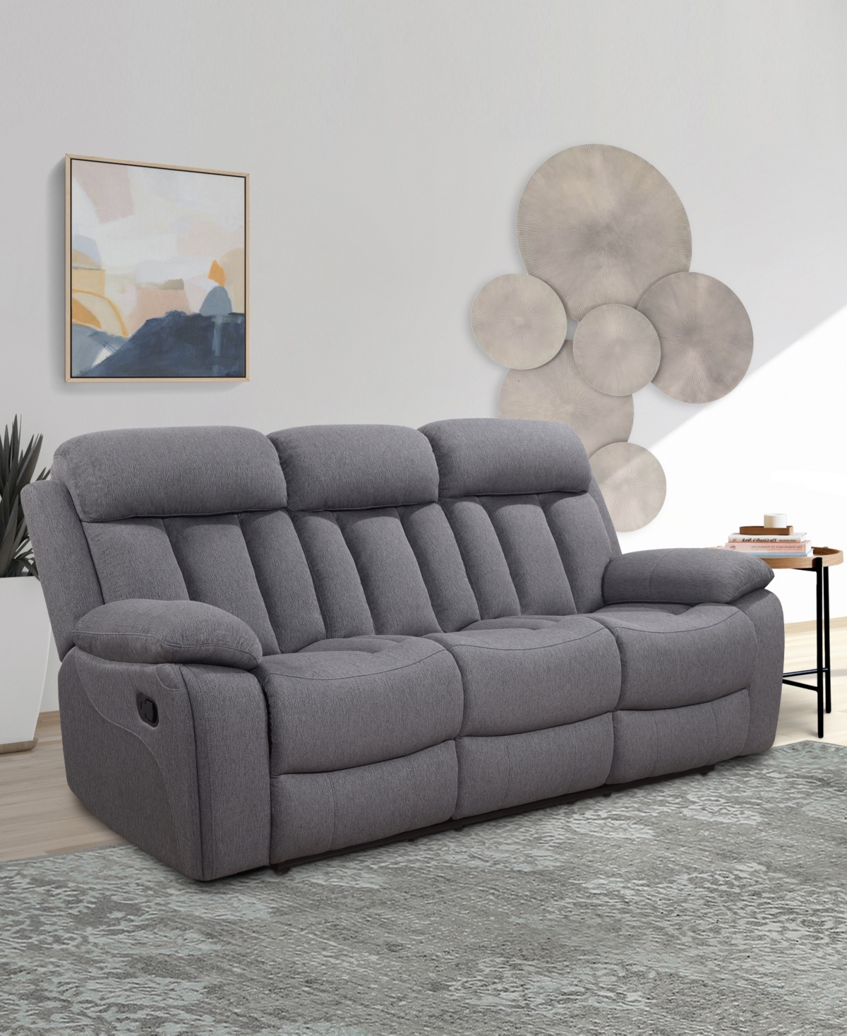 Abbyson Living Fletcher Stain-Resistant Polyester Reclining Sofa