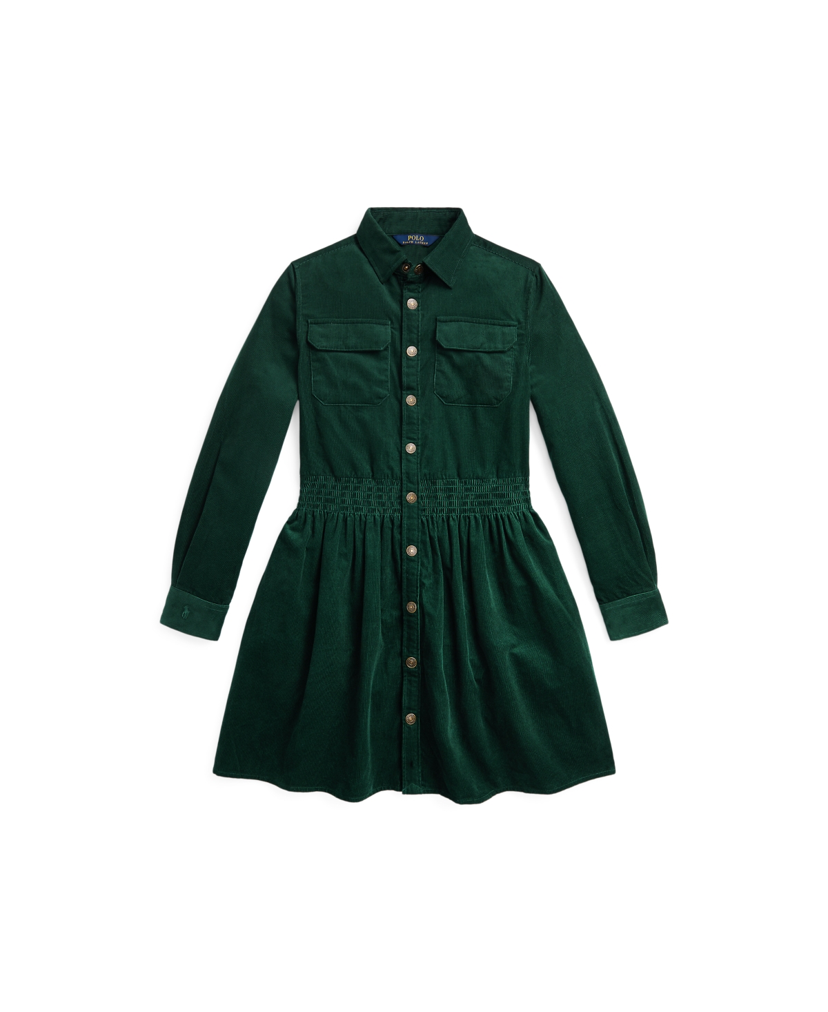 Polo Ralph Lauren Kids' Big Girls Cotton Corduroy Shirtdress In Moss Agate