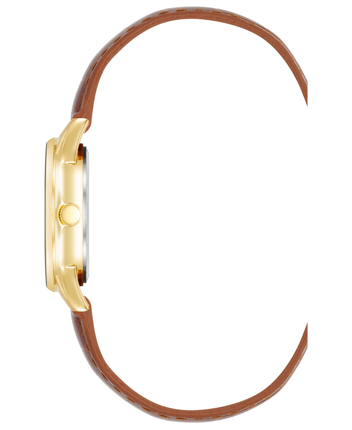 Shop Anne Klein Women's Three Hand Quartz Round Brown Polyurethane Faux Leather Band Watch, 33mm In Brown-gold-tone
