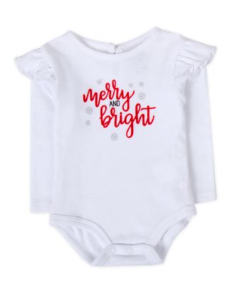 Baby Essentials Baby Girls Merry Bright Bodysuit, Bell Bottom Pants And ...