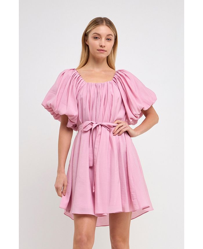 endless rose Women's Pleated Detail Puff Sleeve Mini Dress - Macy's