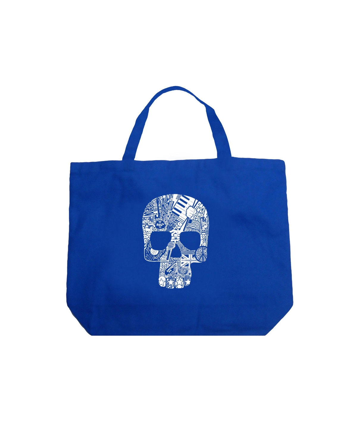 Rock n Roll Skull - Large Word Art Tote Bag - Royal