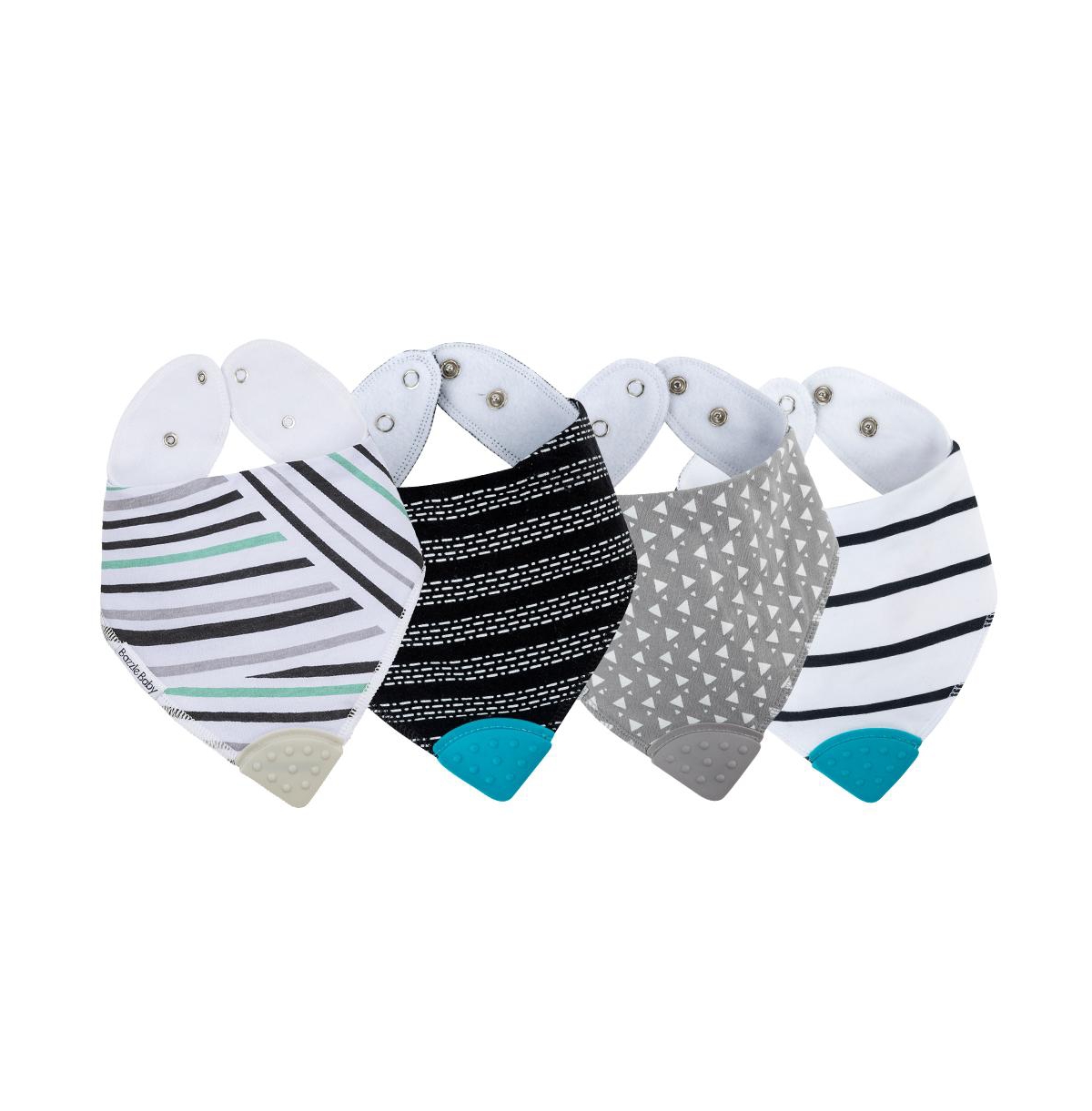 Bazzle Baby Bandana Bib Teething Bibs with teether corners for Natural Teething Relief Cotton & Fleece Soak Up Drool (Black and White)