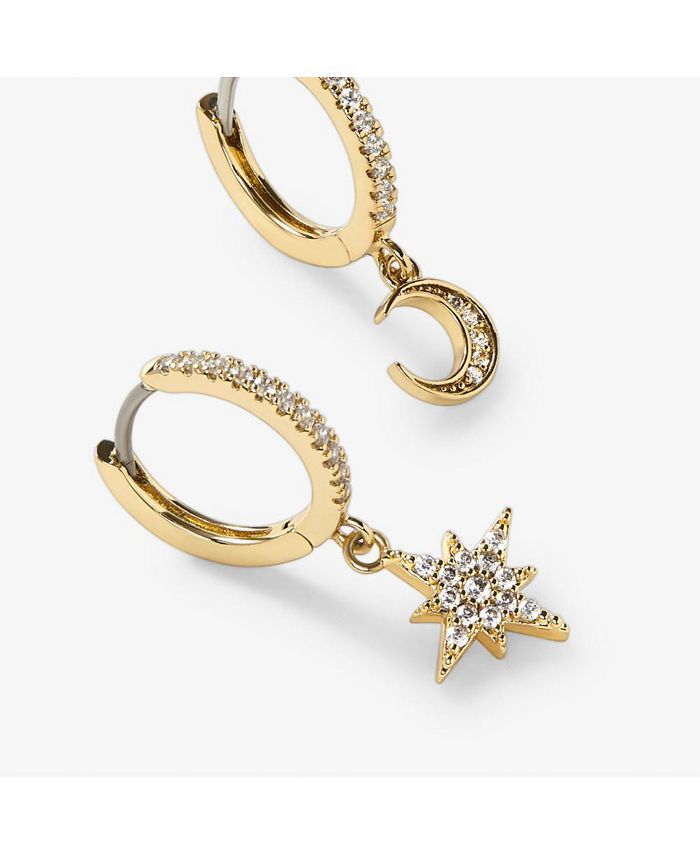 Crescent moon huggie hoops clearance