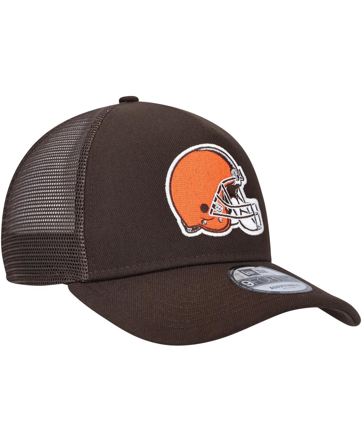 Shop New Era Men's  Brown Cleveland Browns A-frame Trucker 9forty Adjustable Hat