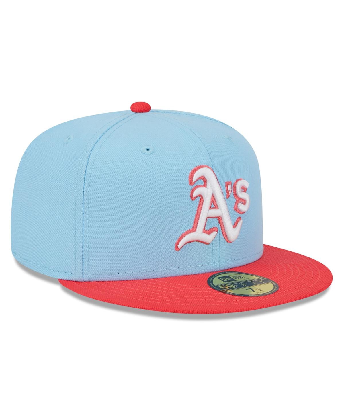 New Era Men's  Light Blue, Red Oakland Athletics Spring Color Two-tone 59fifty Fitted Hat In Light Blue,red