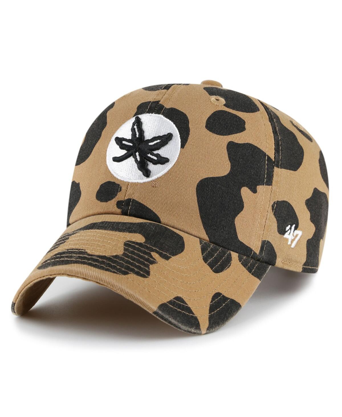 Shop 47 Brand Women's ' Ohio State Buckeyes Rosette Leopard Clean Up Adjustable Hat In Brown