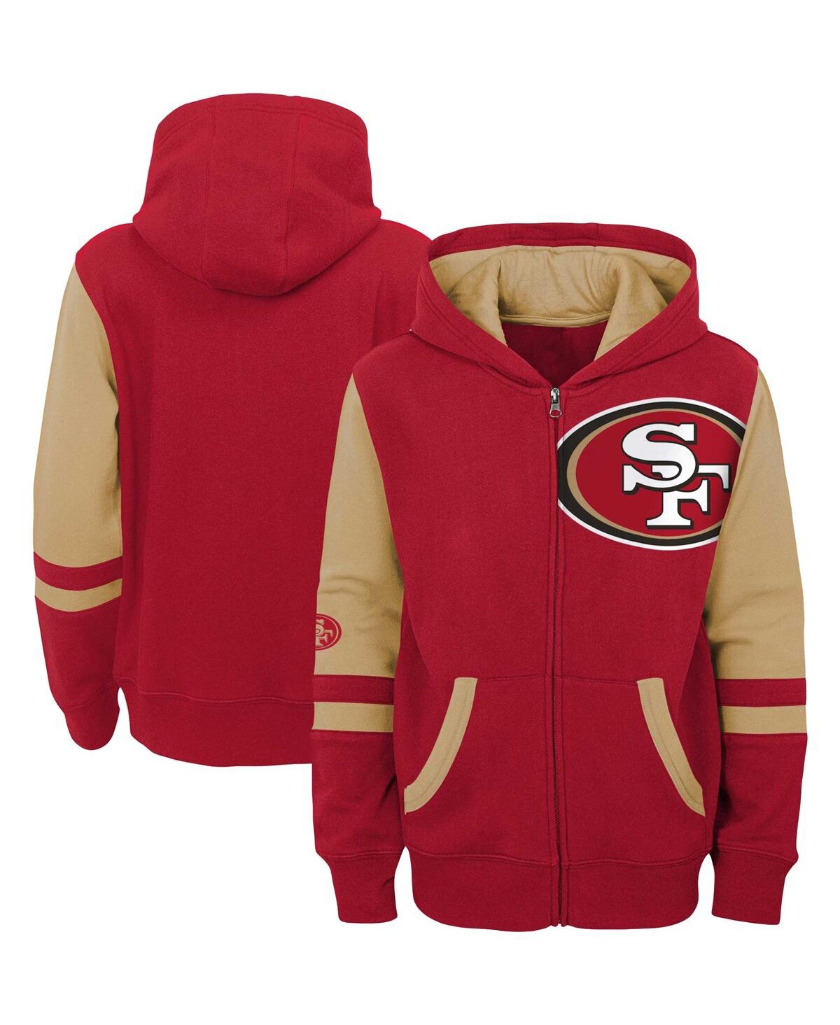 Outerstuff Preschool Scarlet San Francisco 49ers Stadium Color Block Full-zip Hoodie In Scarlet