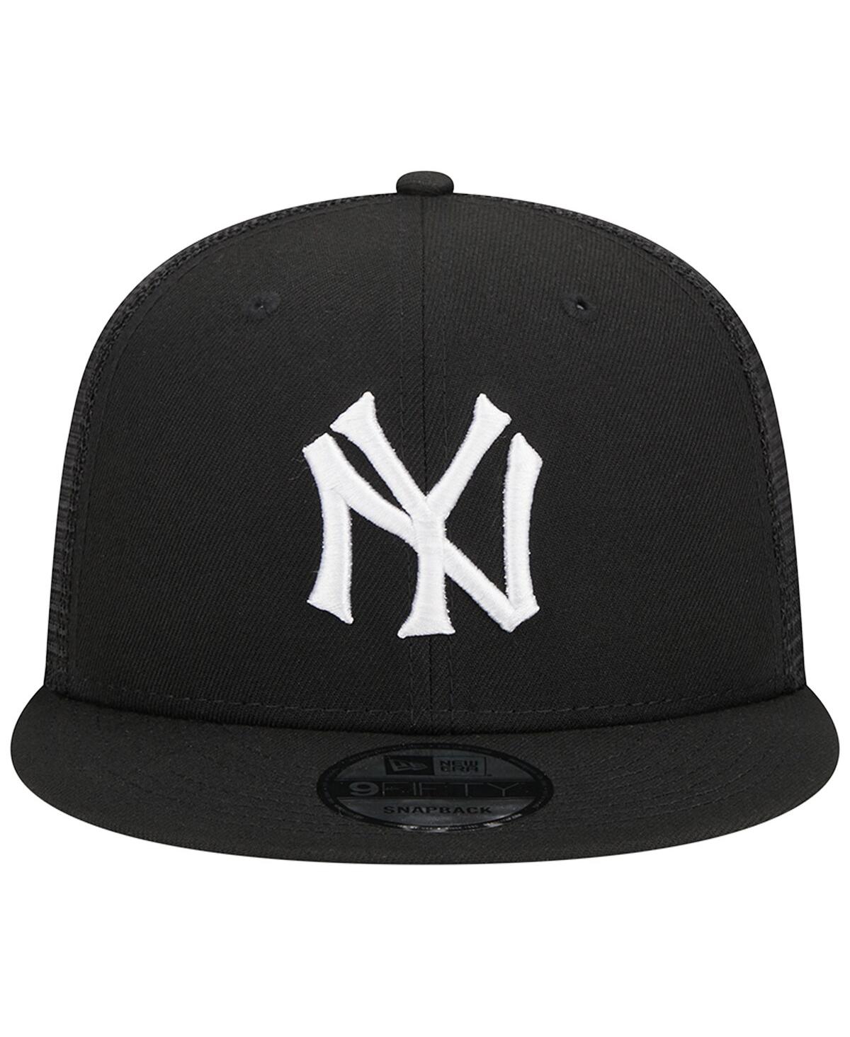 New Era Men's  Black New York Yankees Trucker 9fifty Snapback Hat In Black