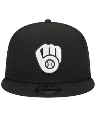 Men's Black Milwaukee Brewers Trucker 9FIFTY Snapback Hat