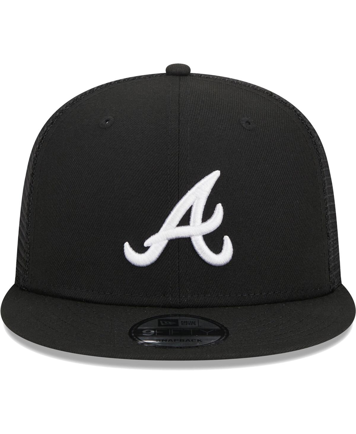Men's New Era Black Atlanta Braves Trucker 9FIFTY Snapback Hat