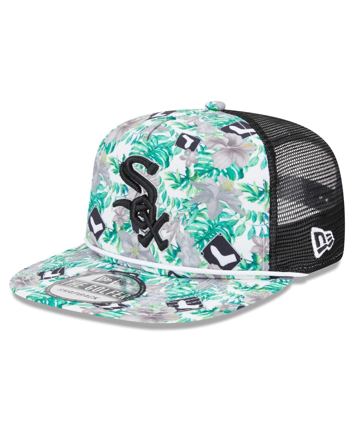 New Era Chicago White Sox Tropic Floral Golfer Lightly Structured Snapback Hat In Black