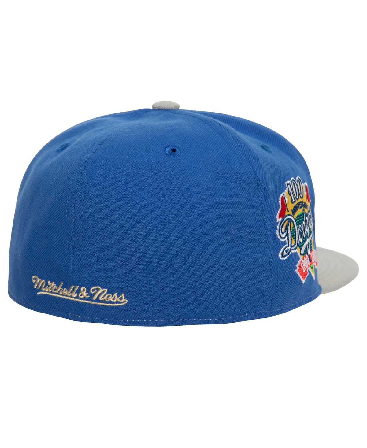 Shop Mitchell & Ness Men's  Cream, Gray Los Angeles Dodgers 100th Anniversary Homefield Fitted Hat In Cream,gray