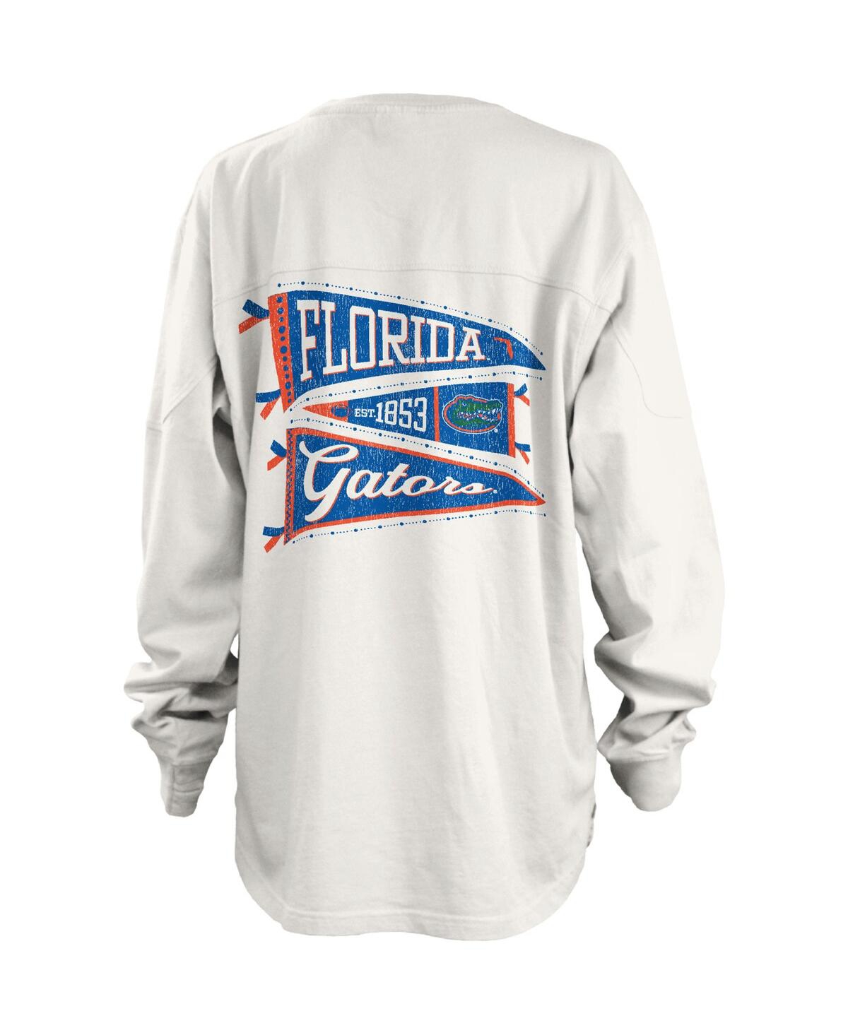 Shop Pressbox Women's  White Florida Gators Pennant Stack Oversized Long Sleeve T-shirt