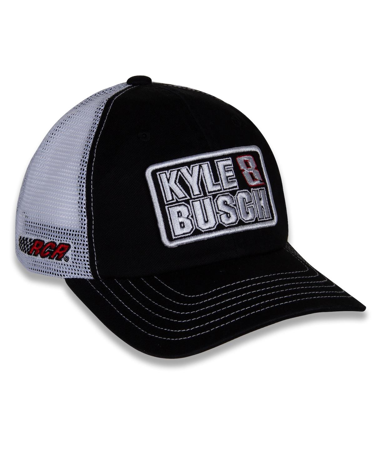 Shop Checkered Flag Sports Women's  Black, White Kyle Busch Name And Number Patch Adjustable Hat In Black,white