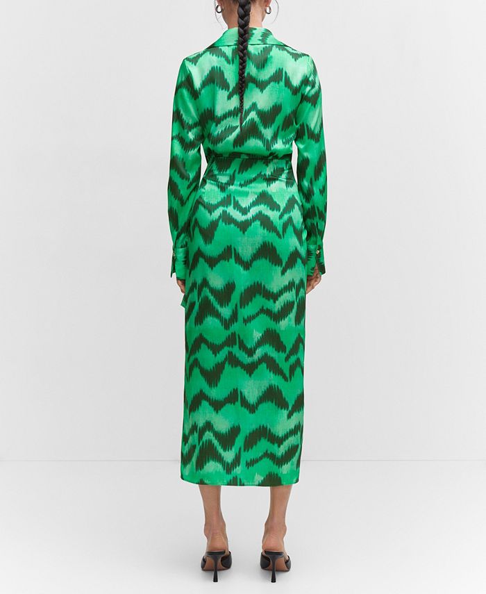 MANGO Women's Printed Satin Shirt Dress - Macy's