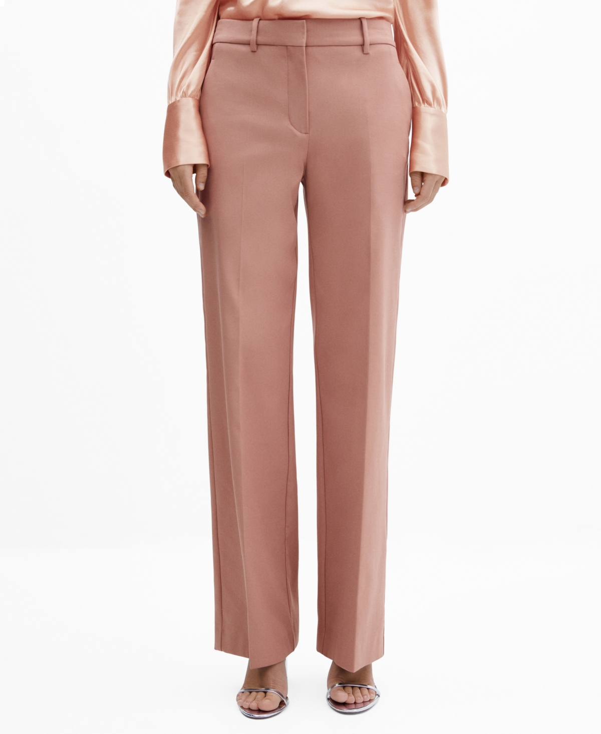 MANGO WOMEN'S HIGH-WAIST STRAIGHT PANTS