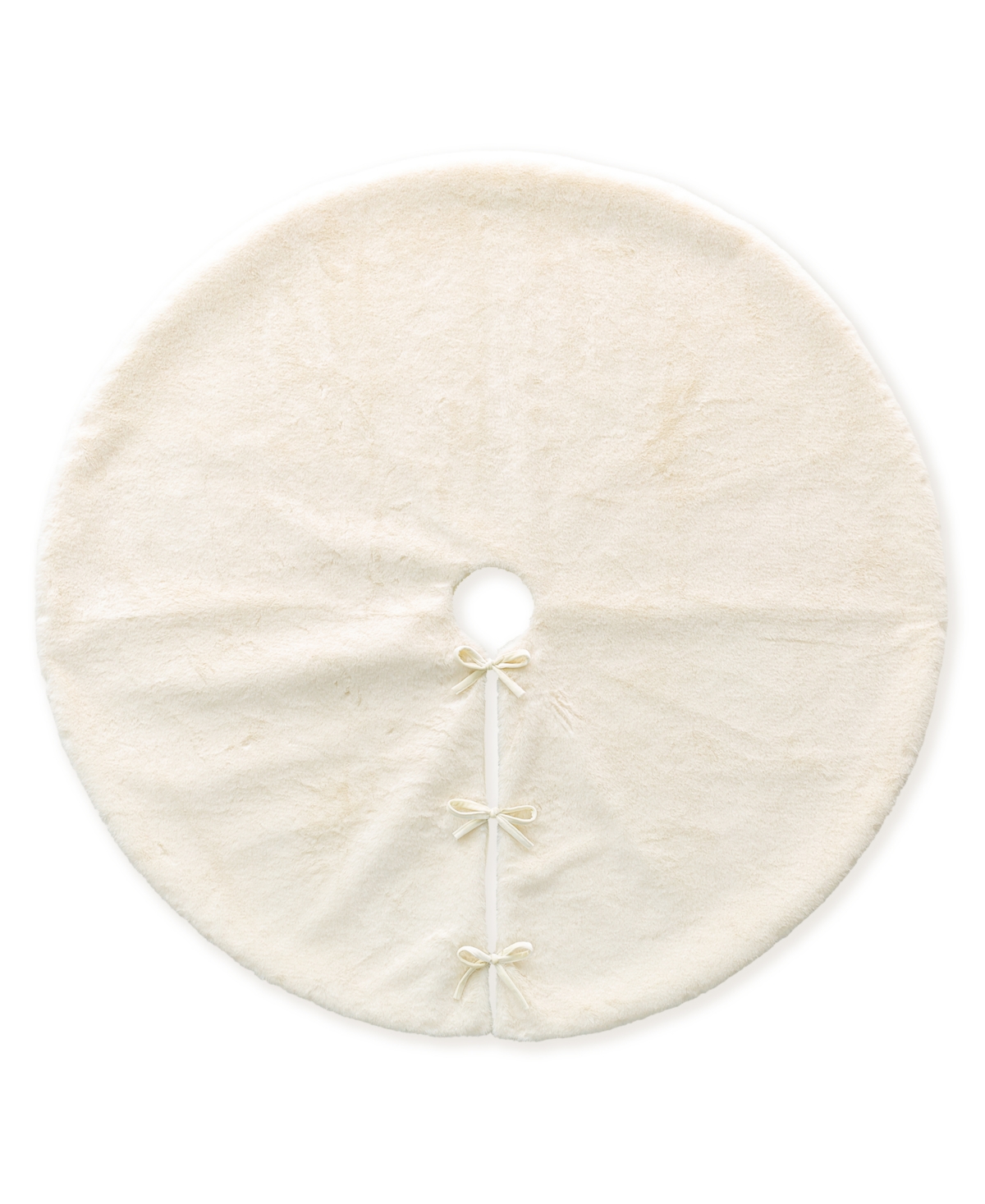 Glitzhome 48" D Faux Fur Christmas Tree Skirt In White
