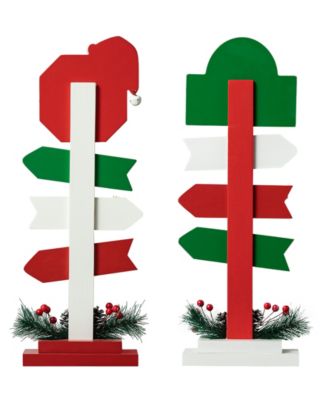 16.5" H Set of 2 Christmas Wooden Sign Table Decor