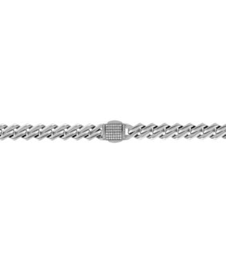 Men's Cubic Zirconia-Accented Curb Link 24" Chain Necklace in Stainless Steel