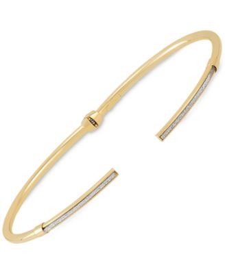 Glitter Polished Bypass Bangle Bracelet in 10k Gold