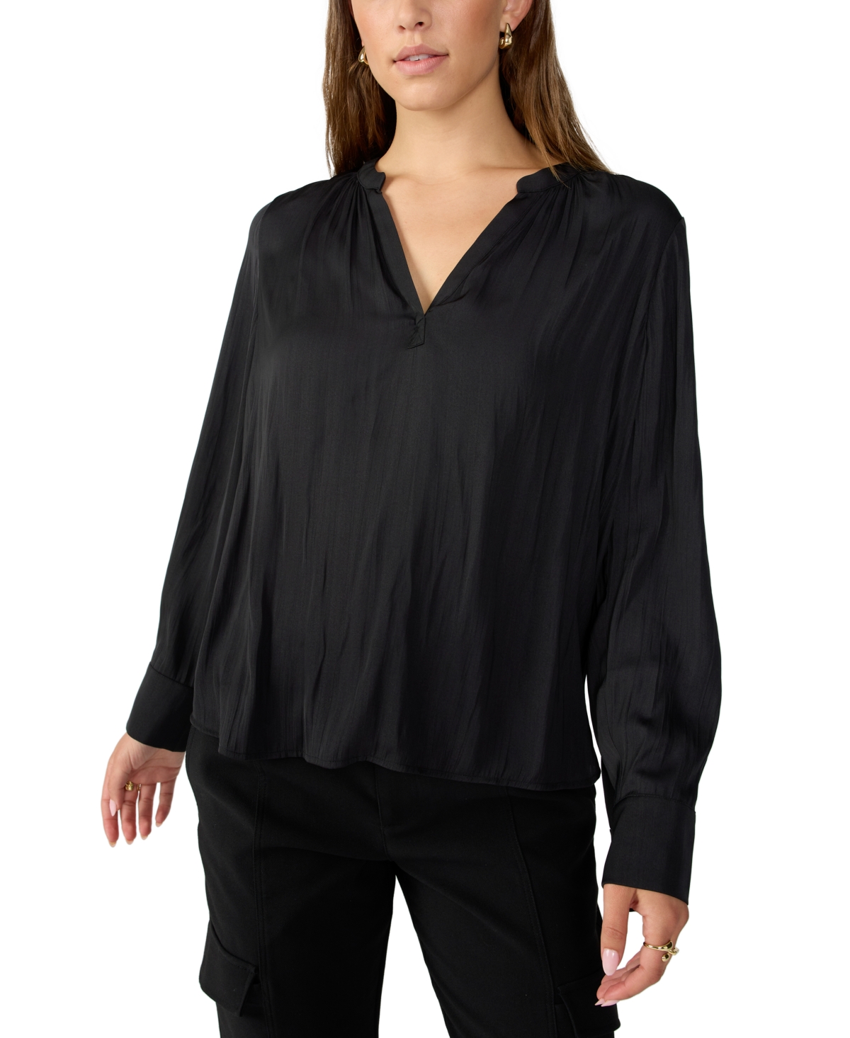 Sanctuary Lizzie Sateen Tunic Top In Black