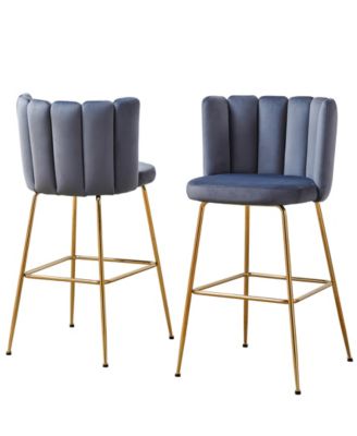 Elegante 41" Velvet Bar Stools, Set of 2