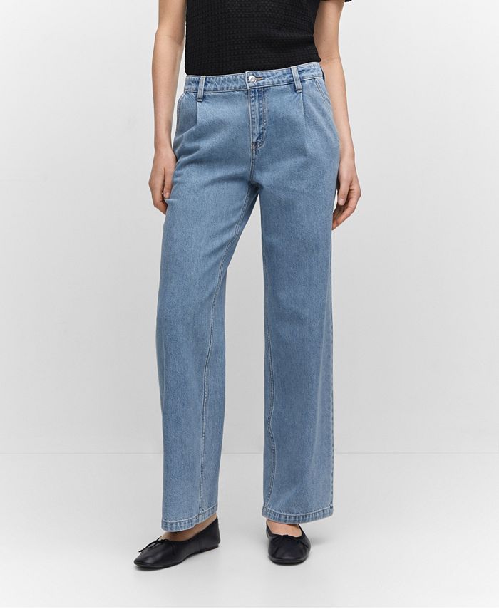 MANGO Women's Straight Pleated Jeans - Macy's
