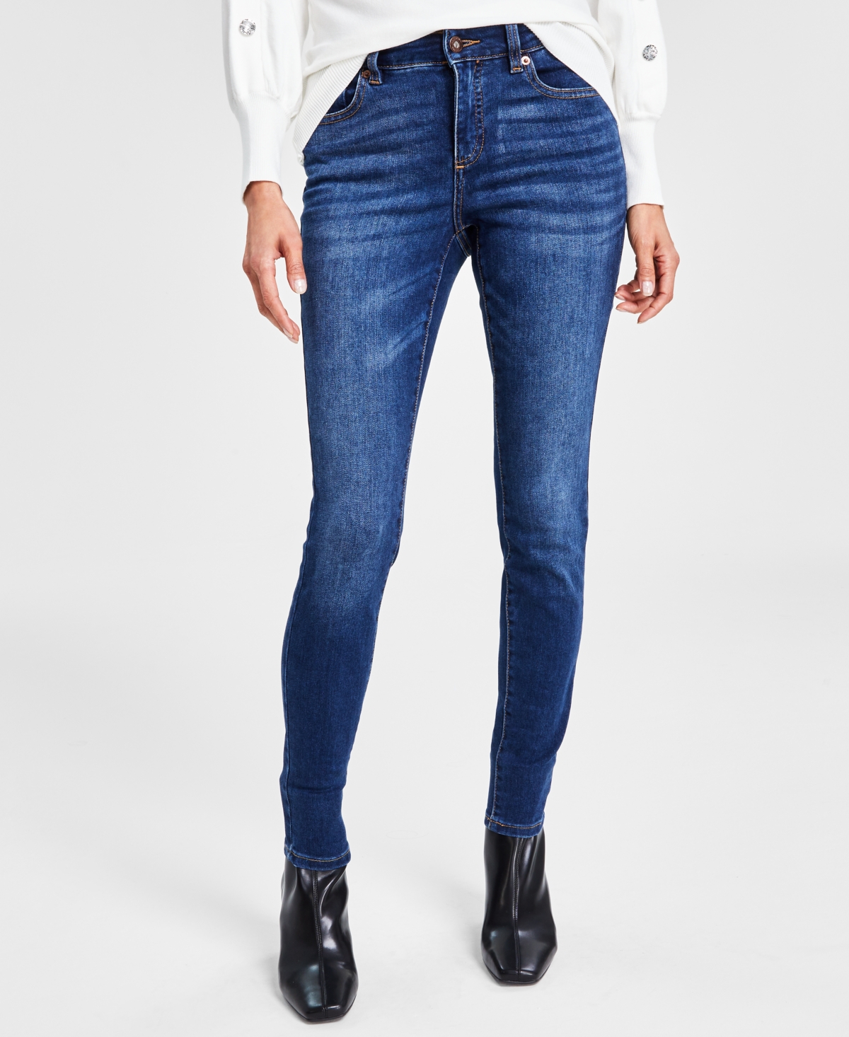 Shop Inc International Concepts Women's Mid Rise Skinny Jeans, Created For Macy's In Depth Wash