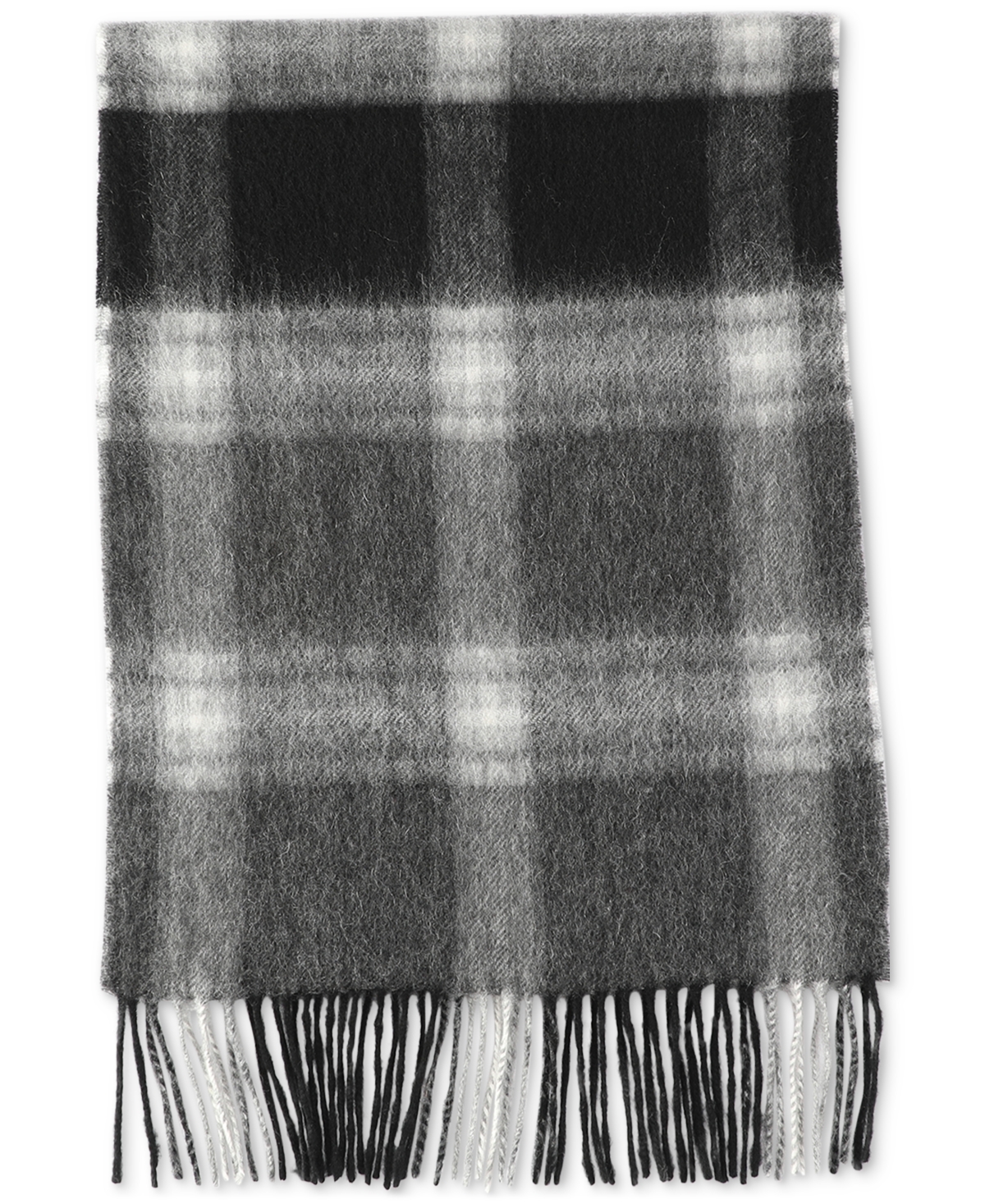 Men's Maxwell Plaid Cashmere Scarf, Created for Macy's - Black/grey