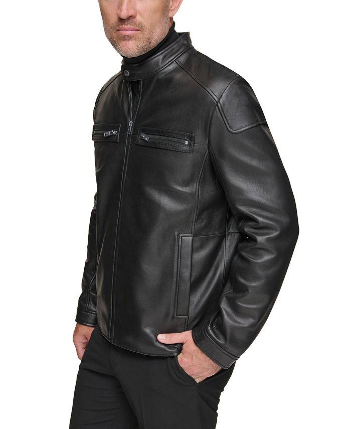 Marc New York Men's Bantam Racer Style Lamb Leather Jacket - Macy's