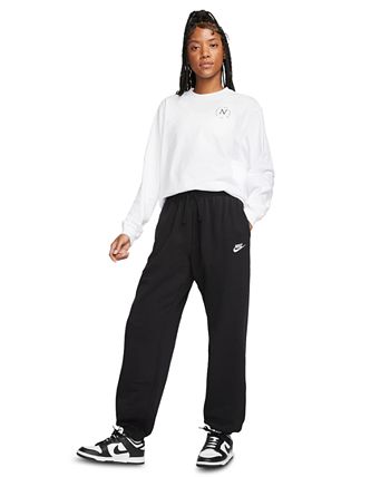 Nike Women's Sportswear Club Fleece Mid-Rise Wide-Leg Sweatpants - White