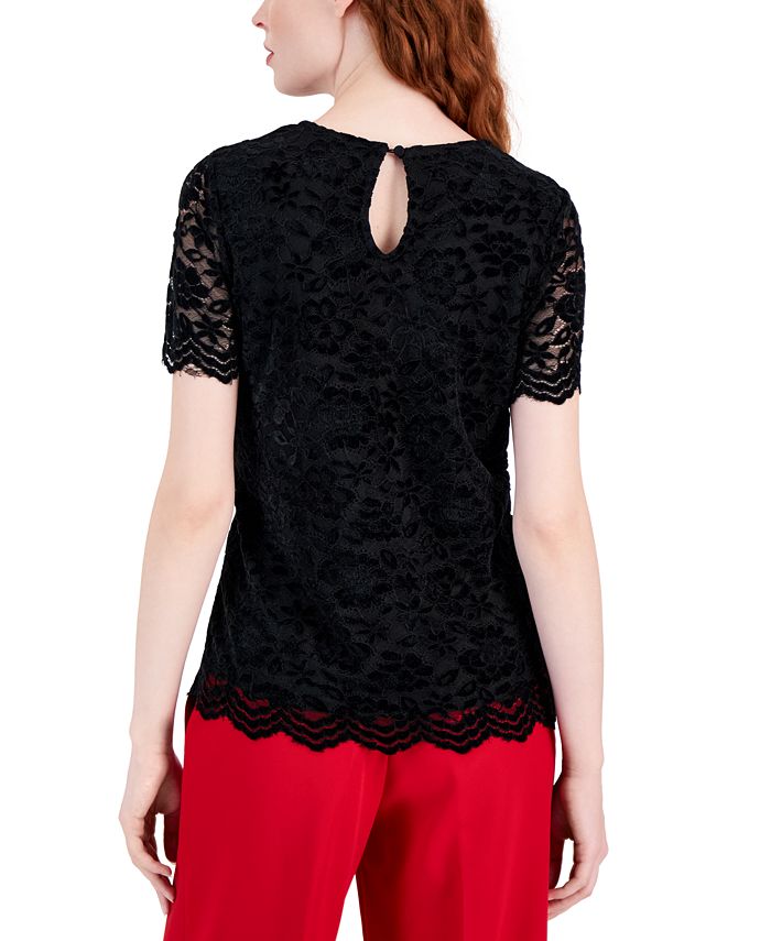 Tahari ASL Women's Lace ShortSleeve Top Macy's