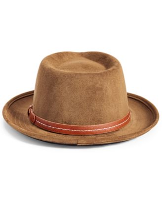 Men's Faux-Suede Belted Fedora