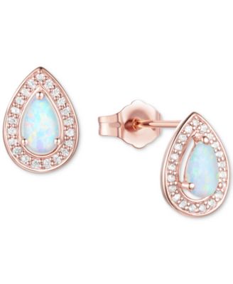 Amethyst (5/8 ct. t.w.) & Lab-Grown White Sapphire (1/6 ct. t.w.) Pear Halo Stud Earrings in Sterling Silver (Also in Additional Gemstones)