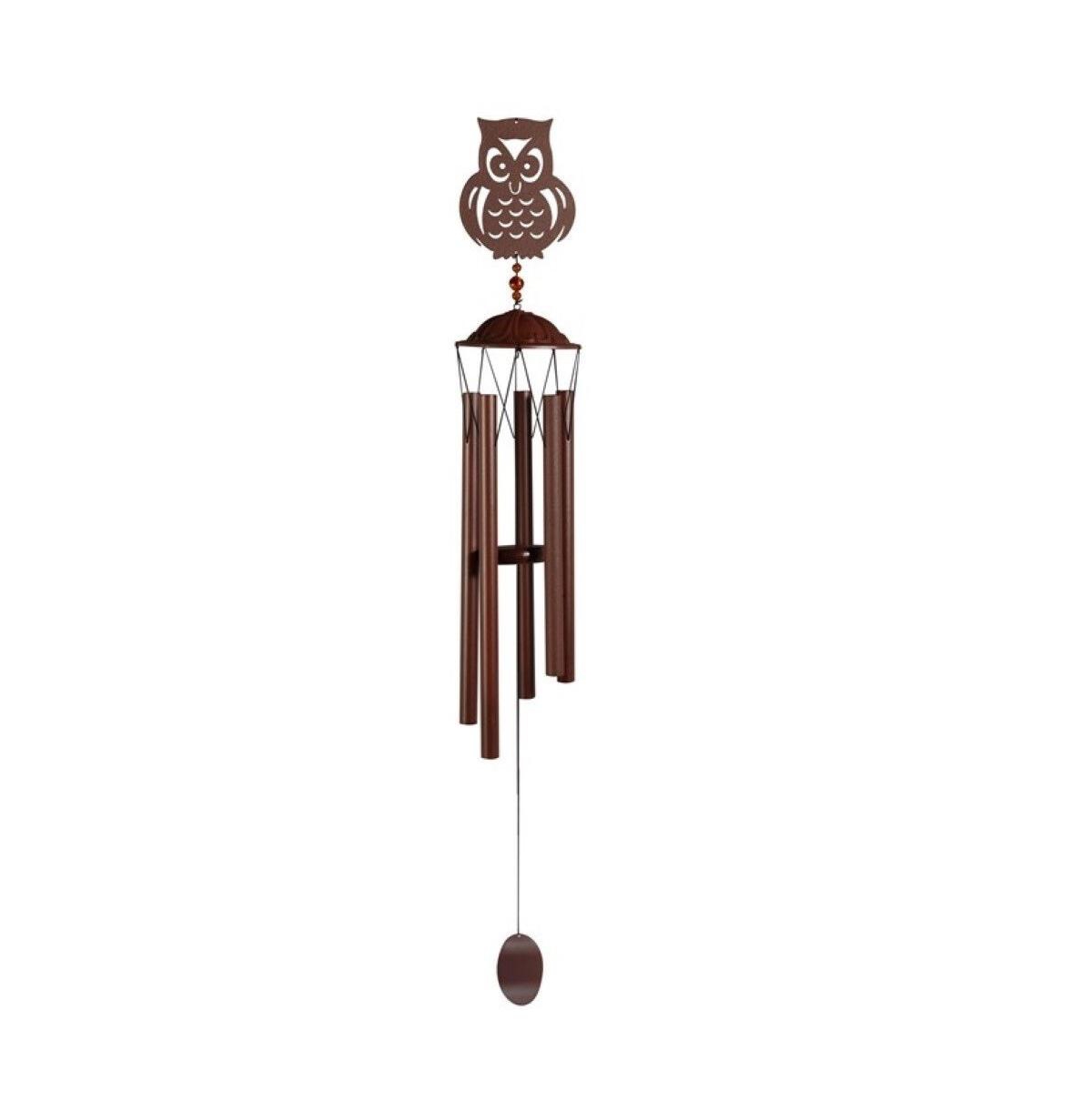 38" Long Metal Brown Owl Silhouette Wind Chime Home Decor Perfect Gift for House Warming, Holidays and Birthdays - Brown