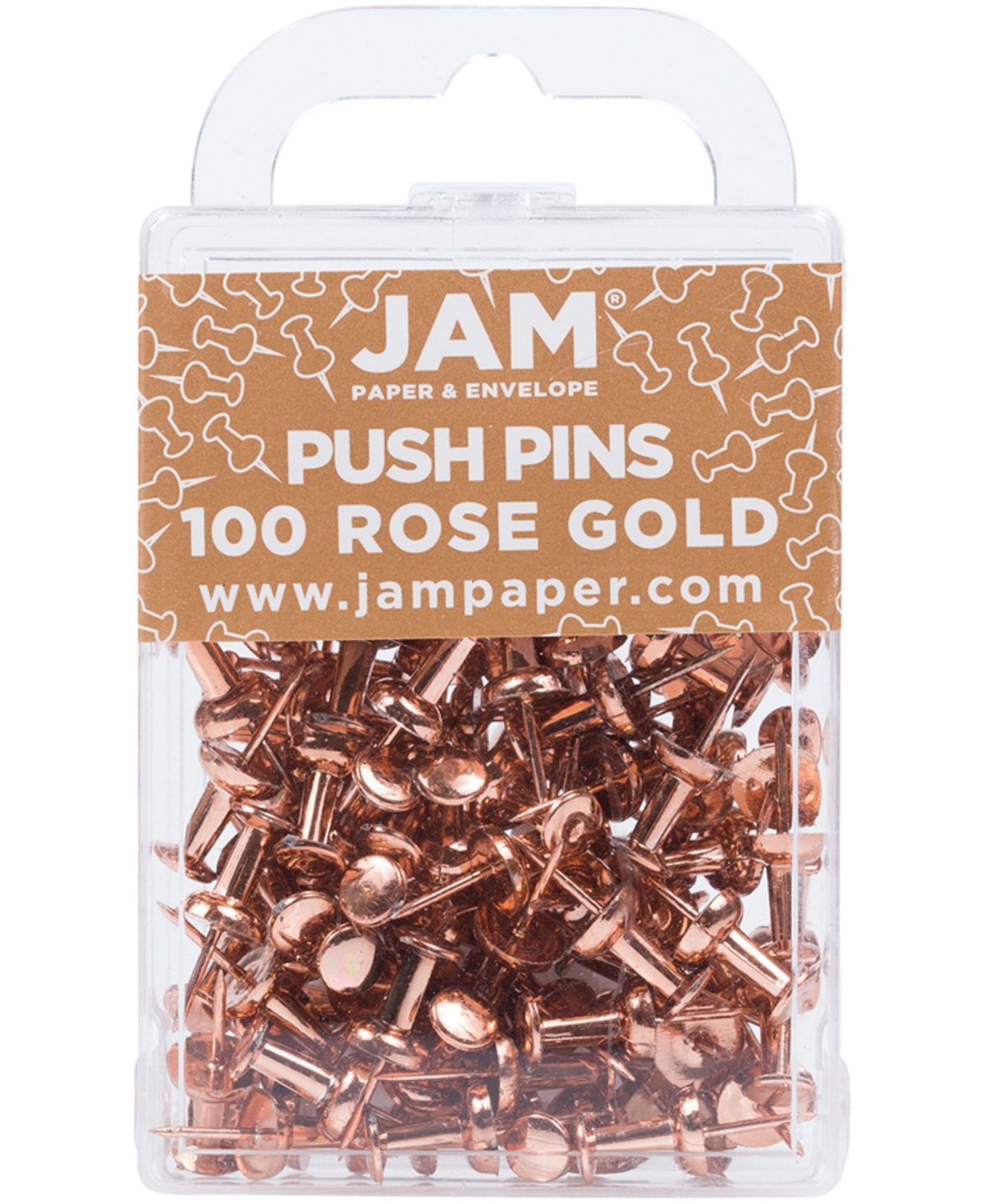 Jam Paper Colorful Push Pins In Rose Gold