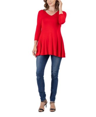 Women's Three Quarter Sleeve V-neck Tunic Top