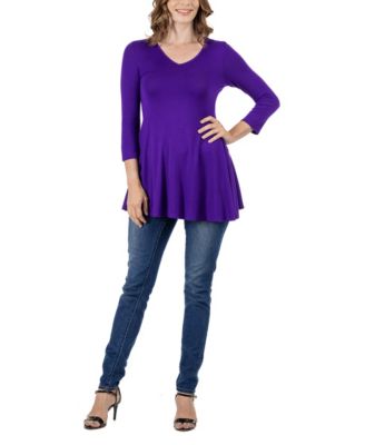 Women's Three Quarter Sleeve V-neck Tunic Top