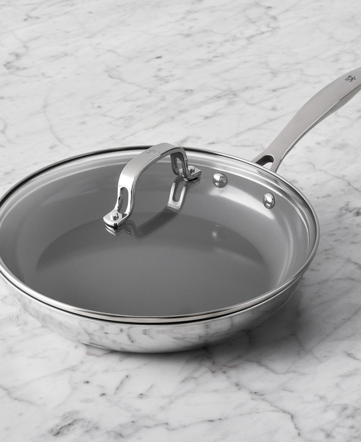 Henckels Clad H3 Ceramic Nonstick InchCeramic Nonstick Fry Pan with Lid - Stainless Steel