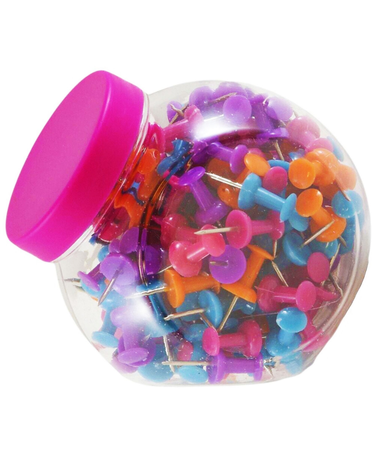 Colorful Push Pins - Assorted Color Pushpin Jar - 150 Per Pack - Assorted