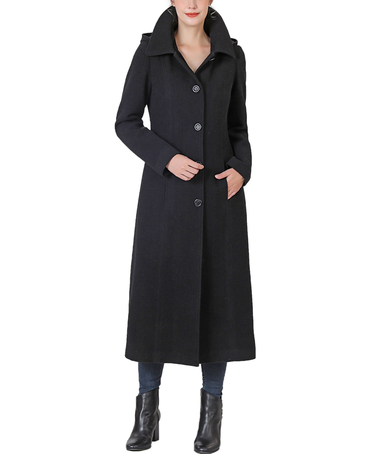 Kimi & Kai Women's Kate Hooded Long Wool Coat In Black