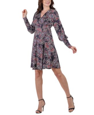 Women's Paisley Long Sleeve Cocktail Dress