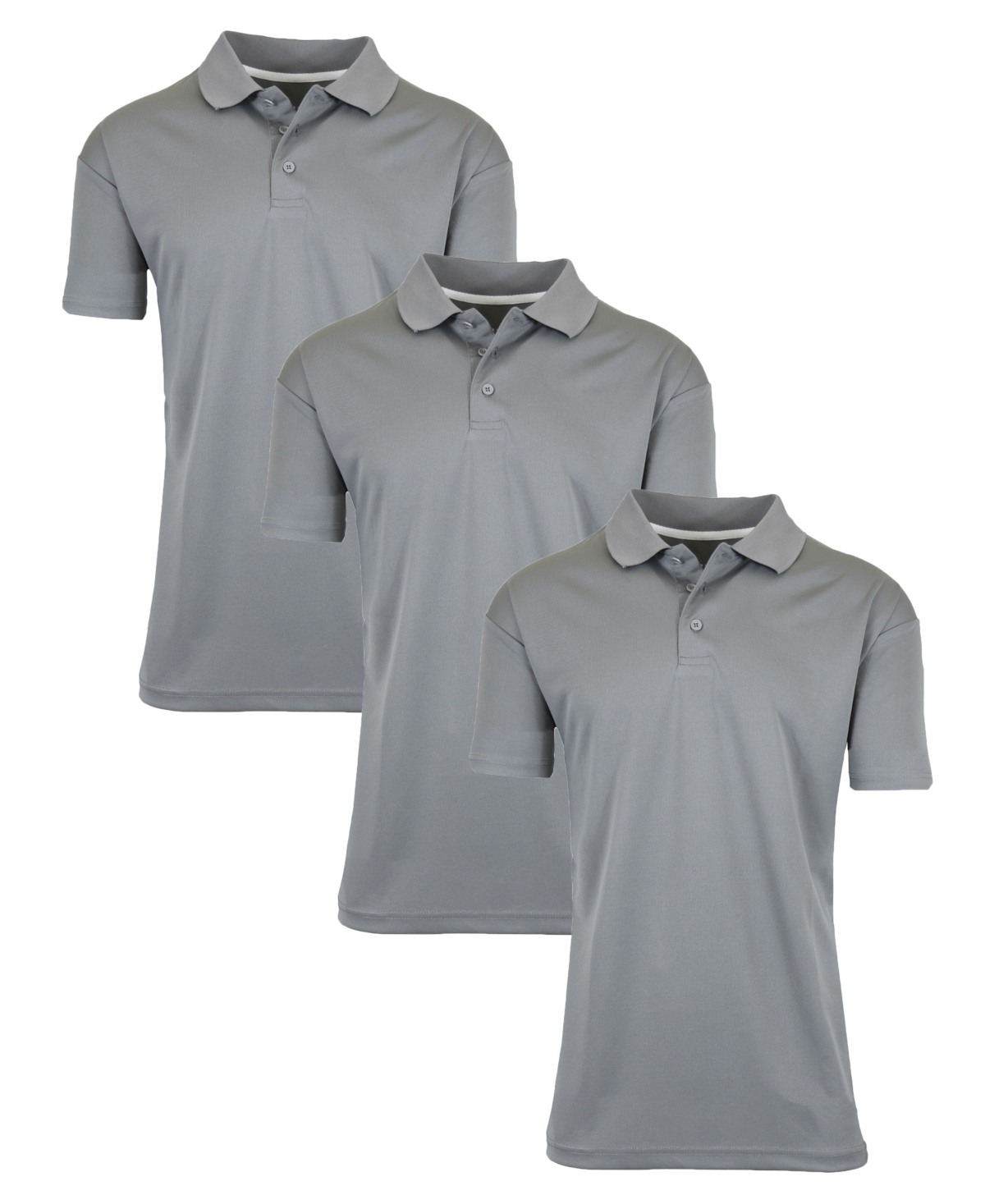 Galaxy By Harvic Men's Dry Fit Moisture-Wicking Polo Shirt, Pack of 3