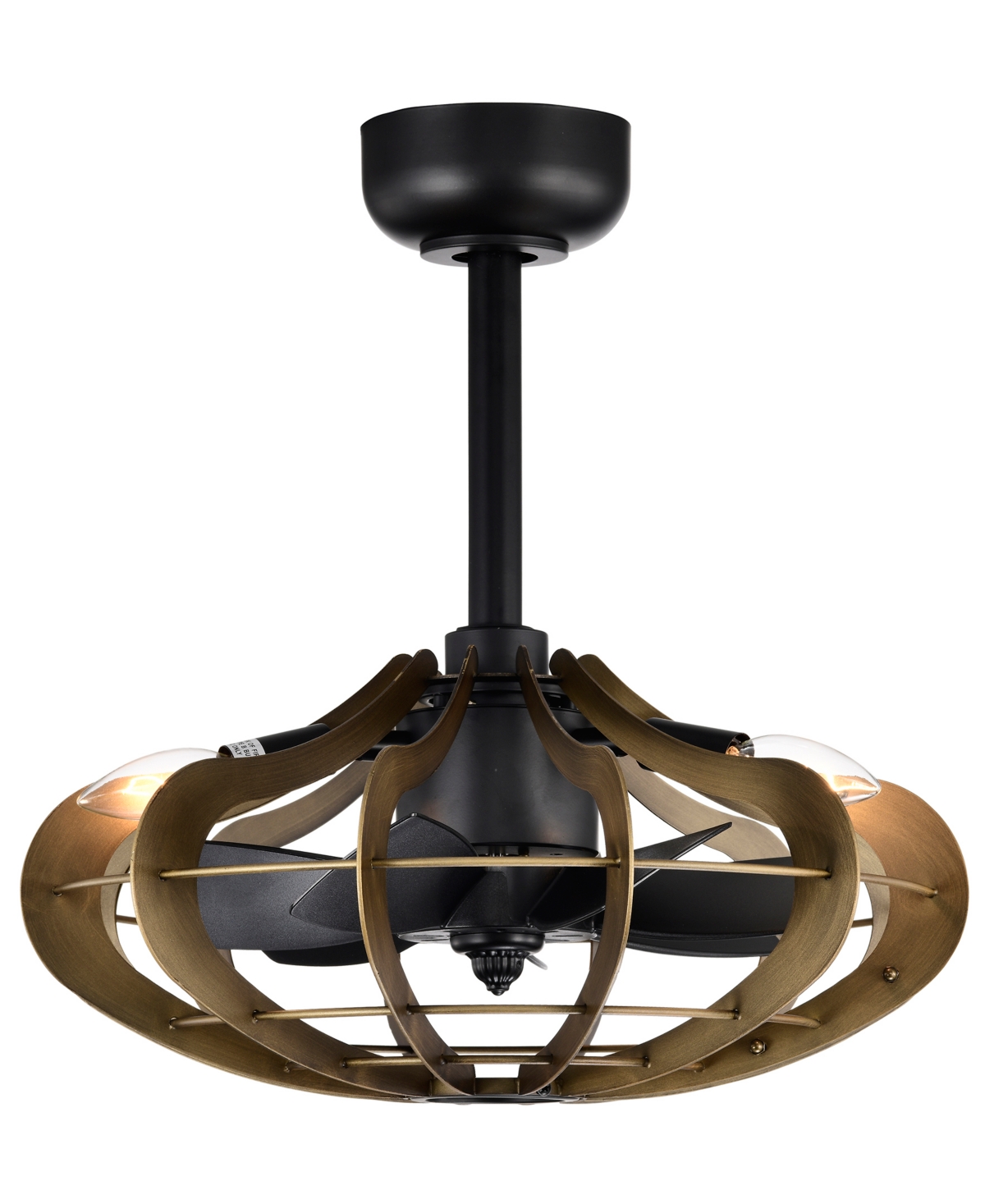 Home Accessories Mia 18" 3-light Indoor Finish Ceiling Fan With Light Kit In Matte Black And Faux Wood Grain